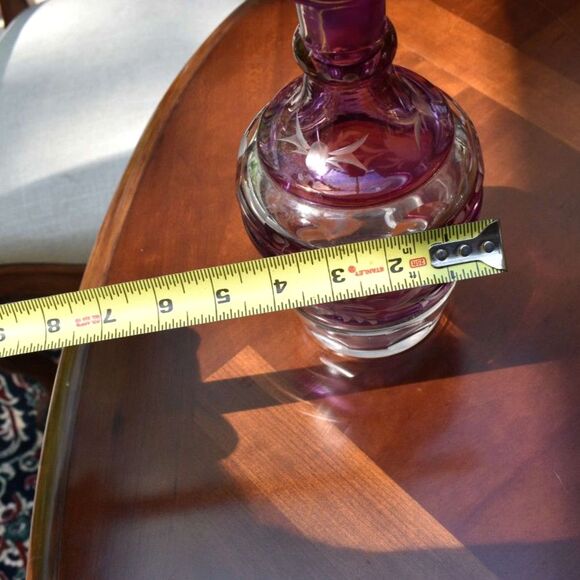 Vintage Bohemian Amethyst Purple Flash Crystal Decanter Czech Cut to Clear - Picture 6 of 6